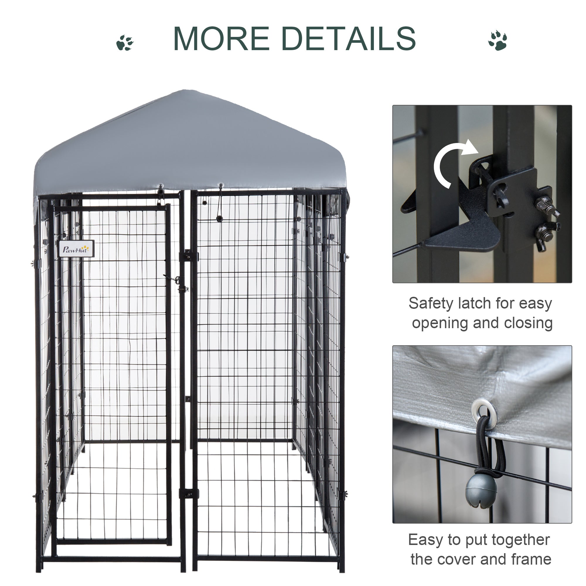 8' x 4' x 6' Large Outdoor Dog Kennel Steel Fence with UV-Resistant Oxford Cloth Roof &; Secure Lock Houses, Kennels & Pens   at Gallery Canada