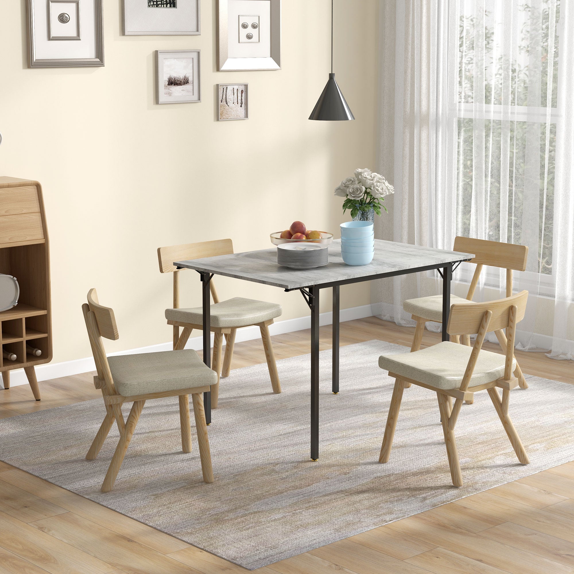 Drop Leaf Folding Dining Table for Small Space, Extendable Kitchen Table for 2 to 4 People, Grey Dining Tables Grey  at Gallery Canada