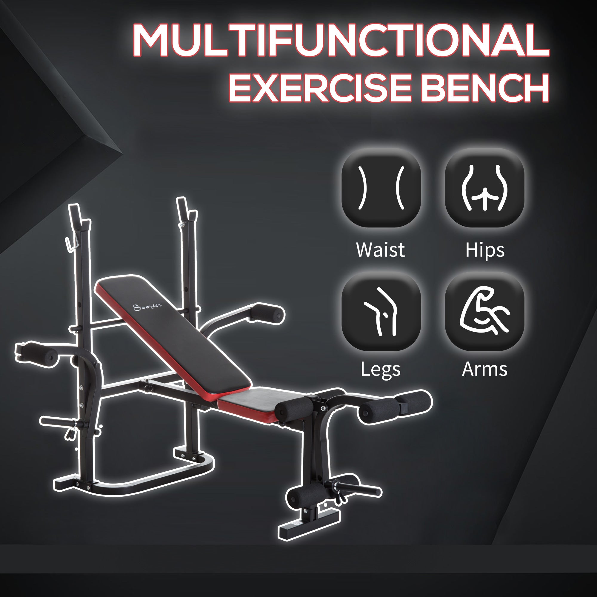 Multifunctional Adjustable Weight Bench with Leg Developer and Barbell Rack for Home Gym, Multi Colour Weight Benches   at Gallery Canada