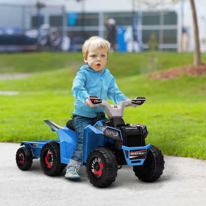 6V Kids ATV Quad, Battery Powered Electric Vehicle for Kids with Back Trailer, Wear-resistant Wheels, for Boys and Girls - Blue Electric Toy Cars   at Gallery Canada