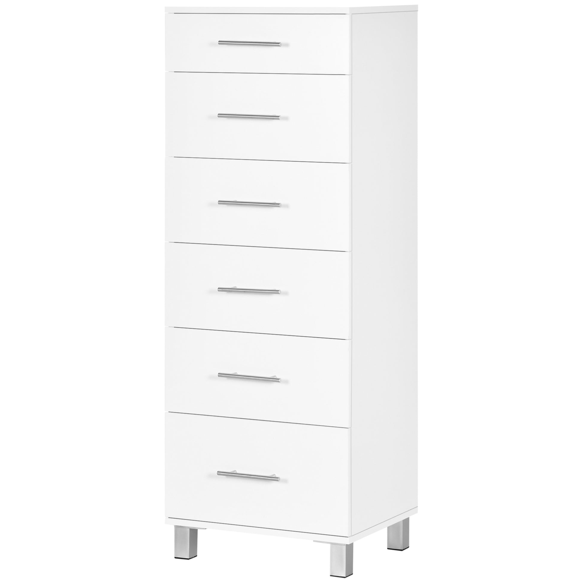 Chest of Drawers, Dresser with 6 Drawers for Bedroom, 6 Drawer Dresser for Living Room, White Storage Cabinets   at Gallery Canada