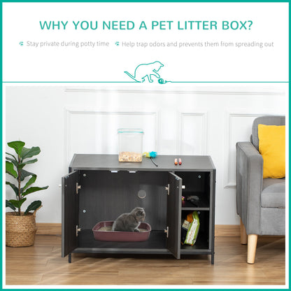 Double-Door Cat Litter Box Enclosure Cabinet with Storage, Black Cat Litter Box Enclosures   at Gallery Canada