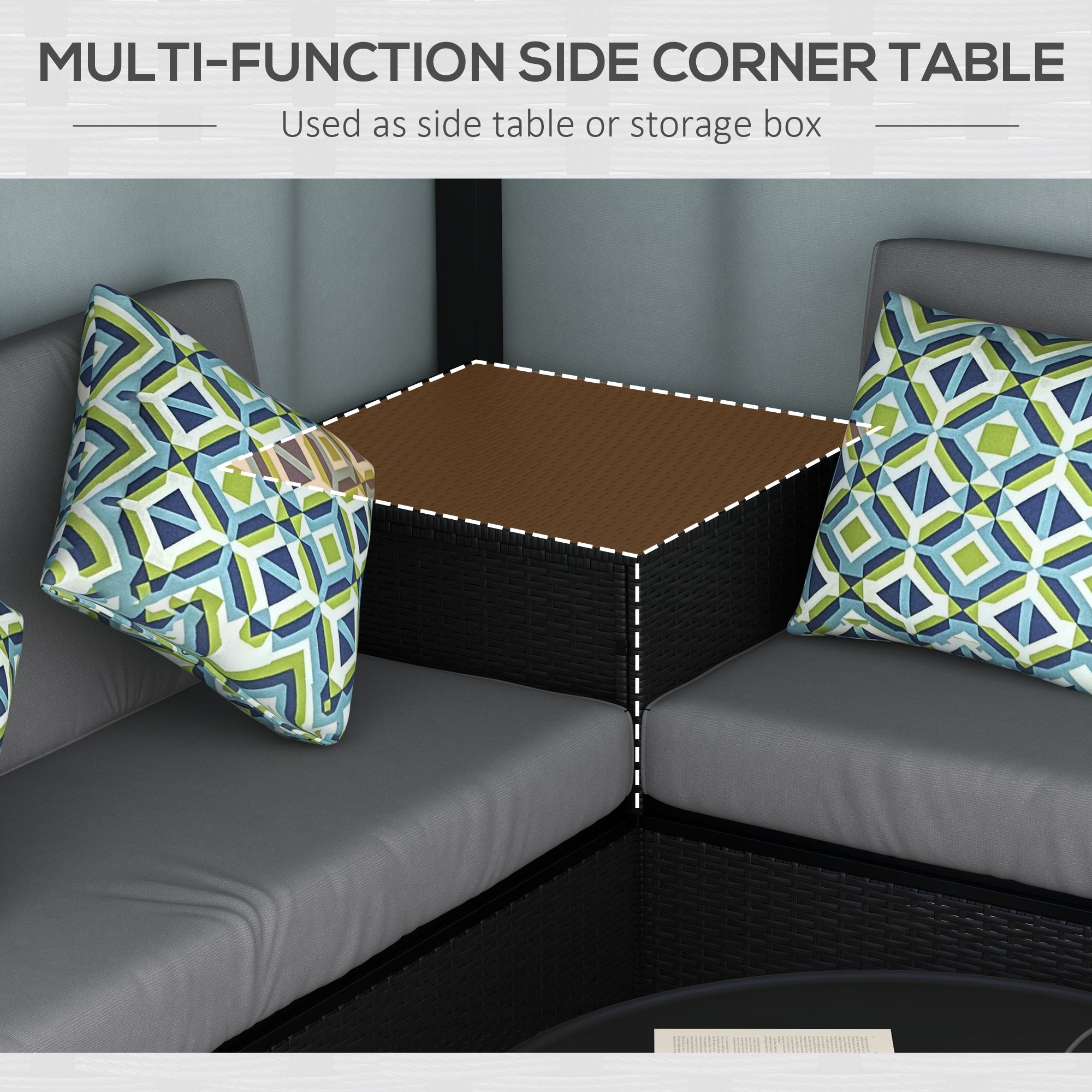 Patio Furniture Set with Gazebo, Outdoor PE Rattan Wicker Conversation Sofa with Storage Corner Table, Cushion, for Backyard, Porch, Poolside, Balcony, Grey Patio Furniture Sets at Gallery Canada