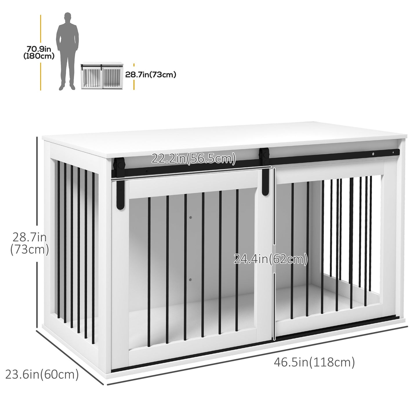 46.5" Dog Crate Furniture, Dog Crate End Side Table for Extra Large Dogs, White Houses, Kennels & Pens   at Gallery Canada