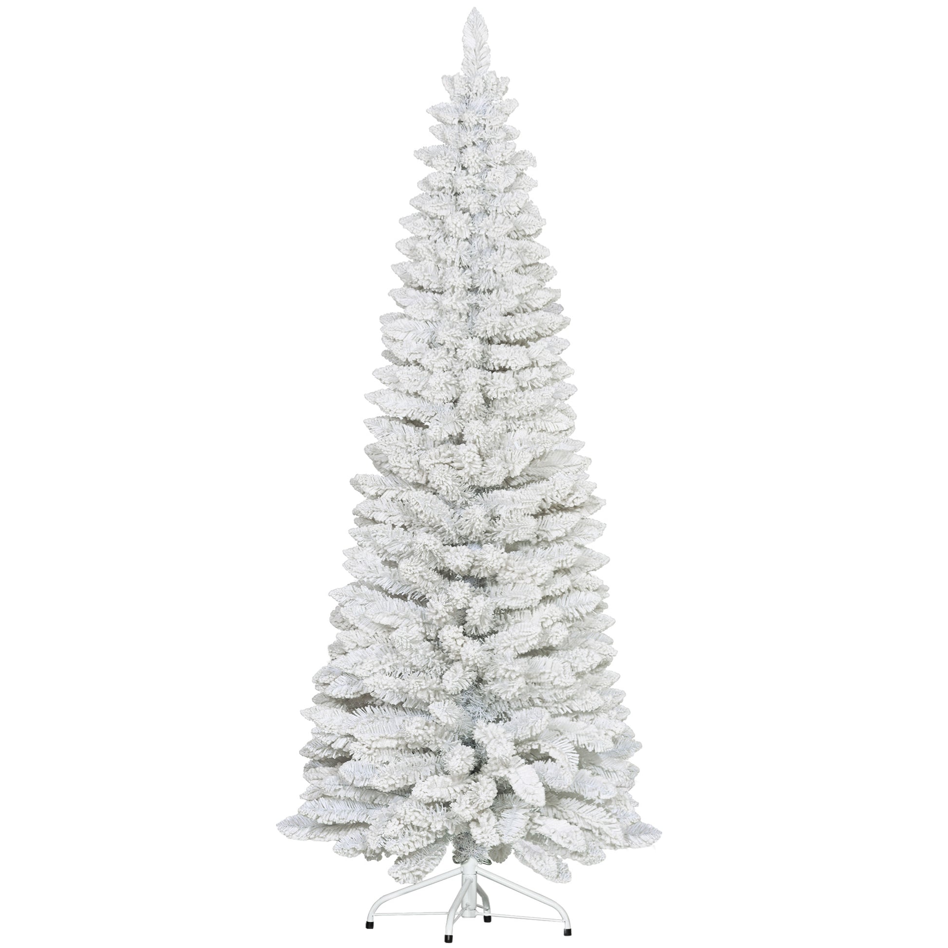 6ft White Christmas Tree, Flocked Pencil Christmas Tree with 376 Branch Tips and Metal Base for Home, Indoor, Holiday Pencil Christmas Trees   at Gallery Canada