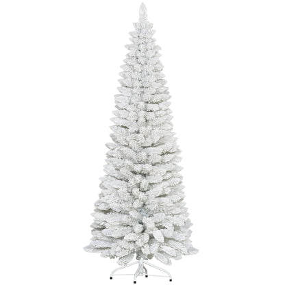 6ft White Christmas Tree, Flocked Pencil Christmas Tree with 376 Branch Tips and Metal Base for Home, Indoor, Holiday Pencil Christmas Trees   at Gallery Canada