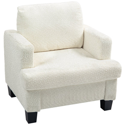 Modern Armchair, Upholstered Chenille Accent Chair with Wood Frame and Back Pillow for Living Room, Cream White Accent Chairs at Gallery Canada