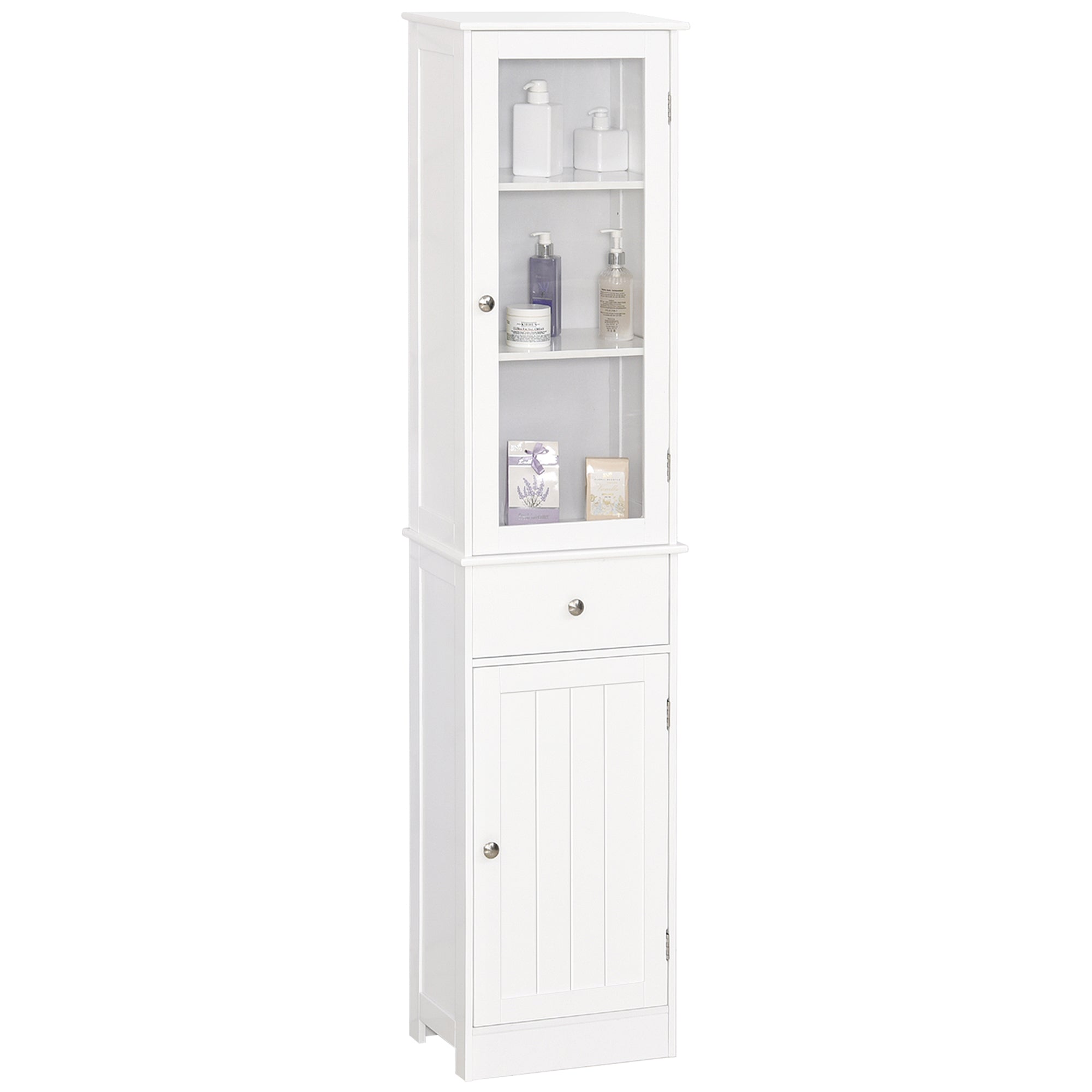Tall Bathroom Cabinet, Bathroom Storage Cabinet with Drawers, 2 Doors and Adjustable Shelves, White Bathroom Cabinets at Gallery Canada