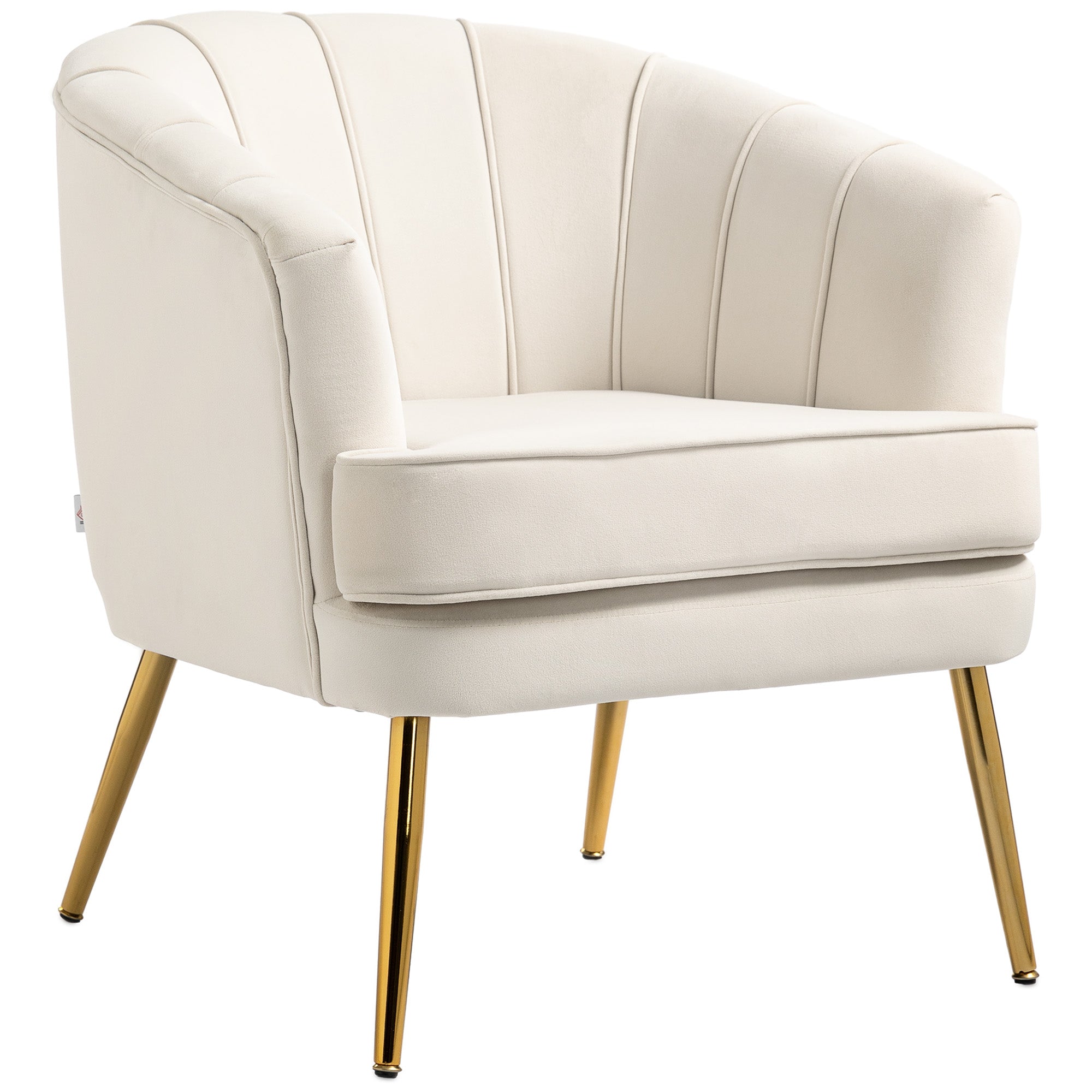 Fabric Armchair, Modern Accent Chair with Gold Metal Legs for Living Room, Bedroom, Home Office, Cream White Accent Chairs at Gallery Canada