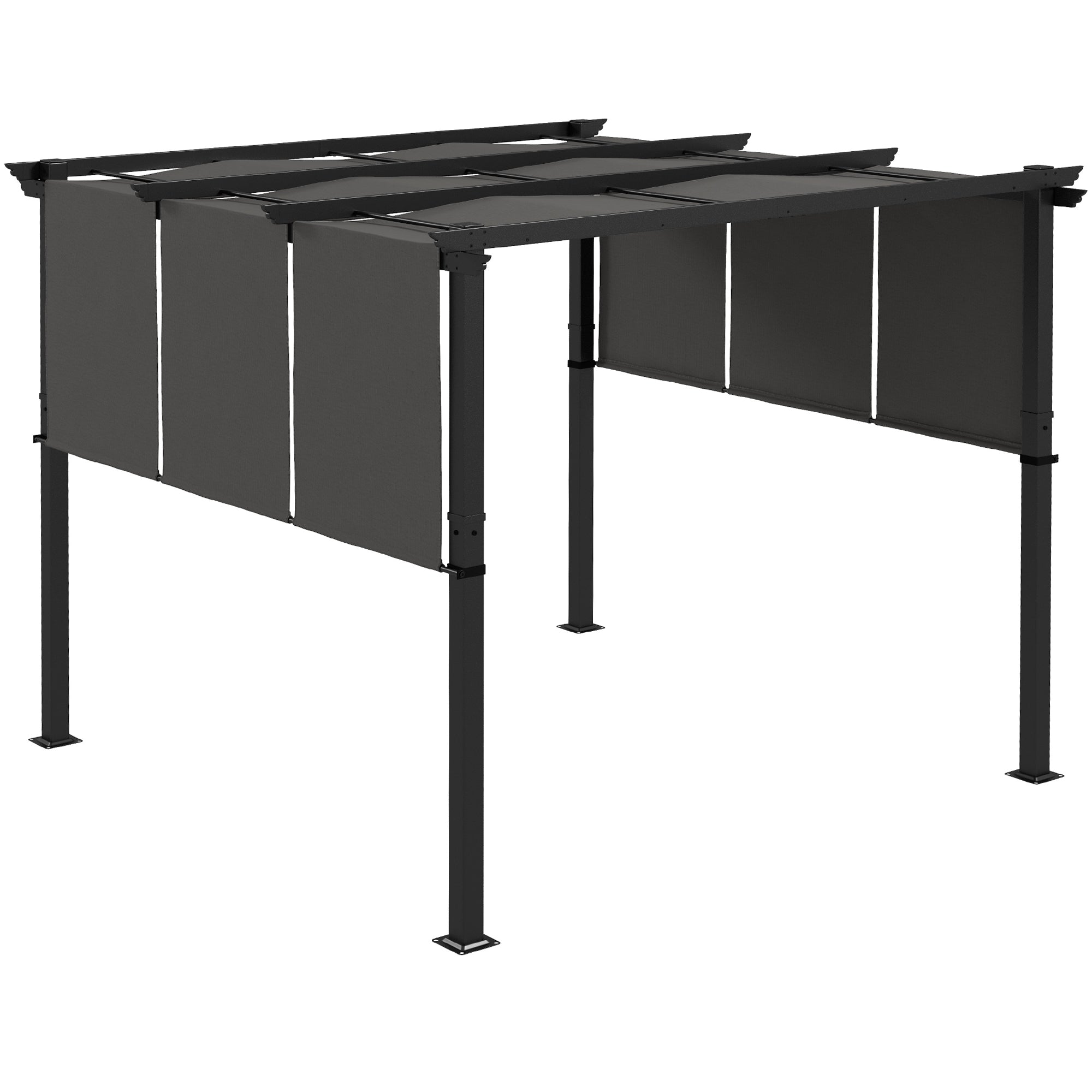 10' x 10' Metal Pergola, Outdoor Pergola with Retractable Canopy, for Garden, Patio, Backyard, Deck, Charcoal Grey Pergolas at Gallery Canada