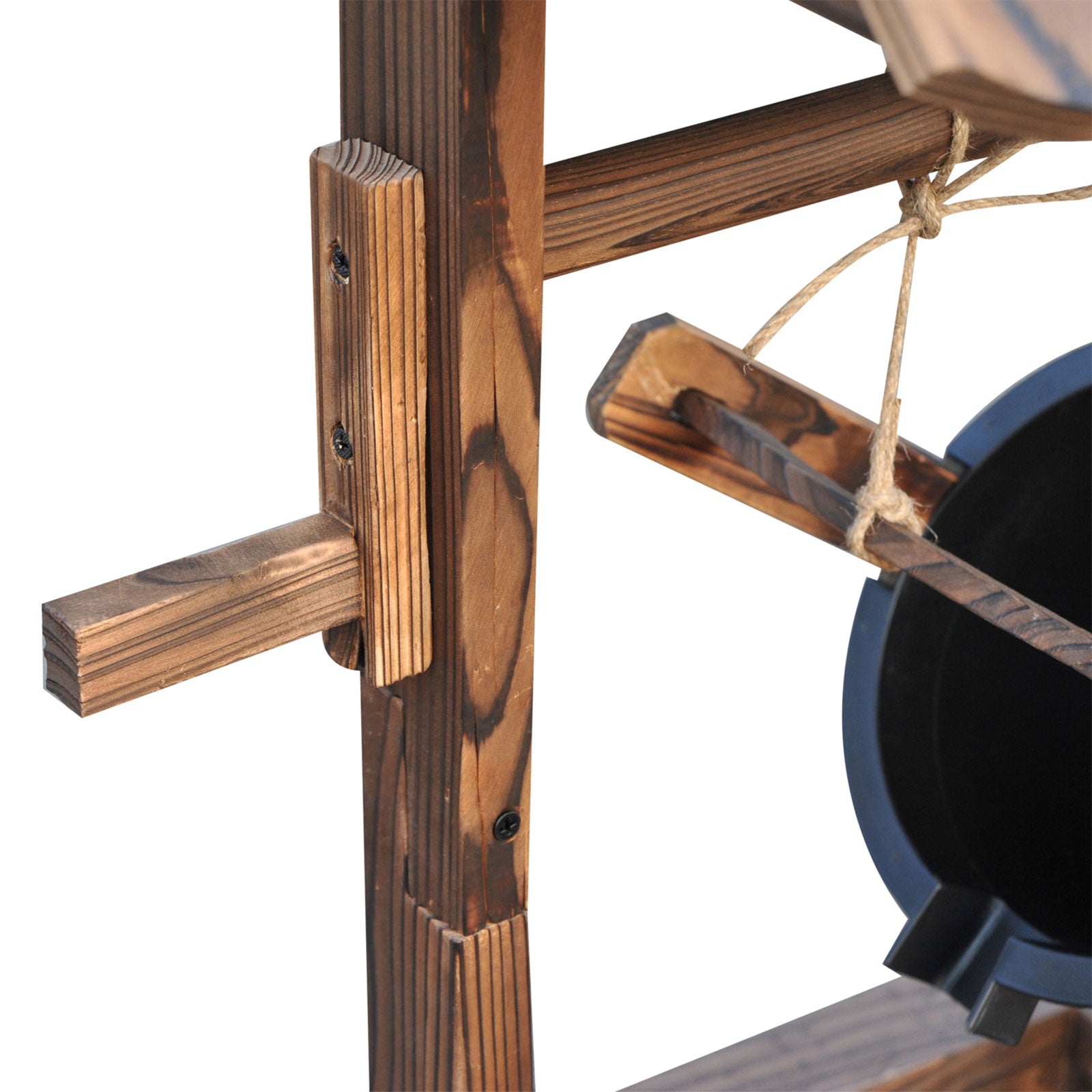 Outdoor Wooden Waterfall Wishing Well Fountain with Electric Pump, Water Bucket, for Patio, Garden, Carbonized Water Fountains at Gallery Canada