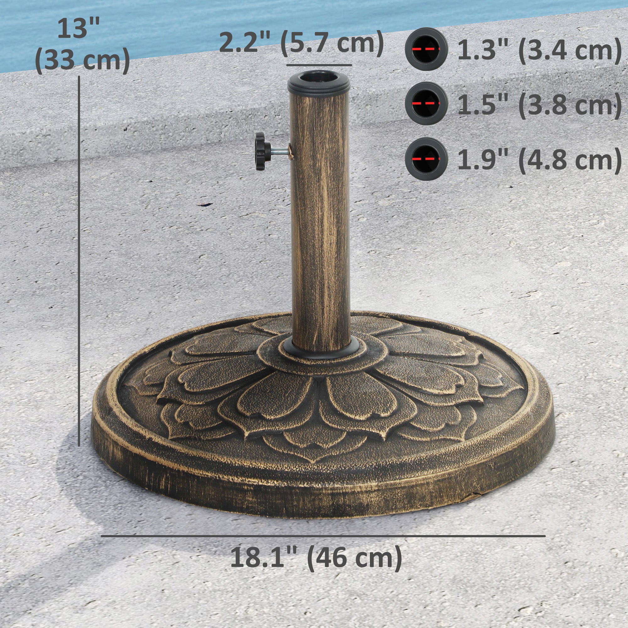 Round Patio Umbrella Base, 26 lbs Resin Umbrella Stand Base, Outdoor Umbrella Stand for 1.3