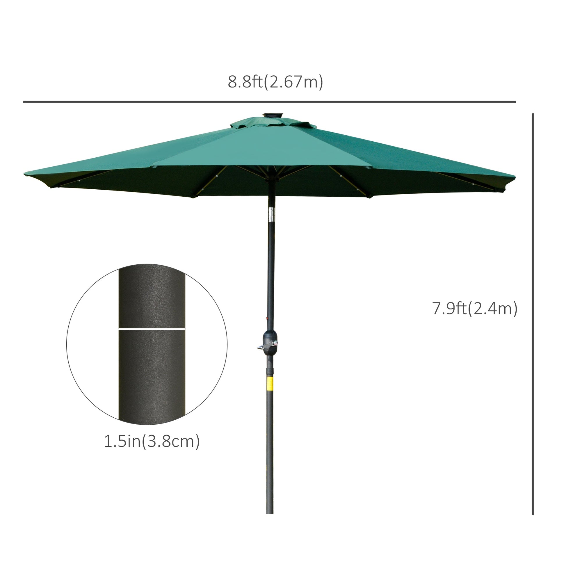 9ft Solar Patio Umbrella Outdoor Sunshade 24 LED Lights Tilt Canopy Green Sun Umbrellas   at Gallery Canada