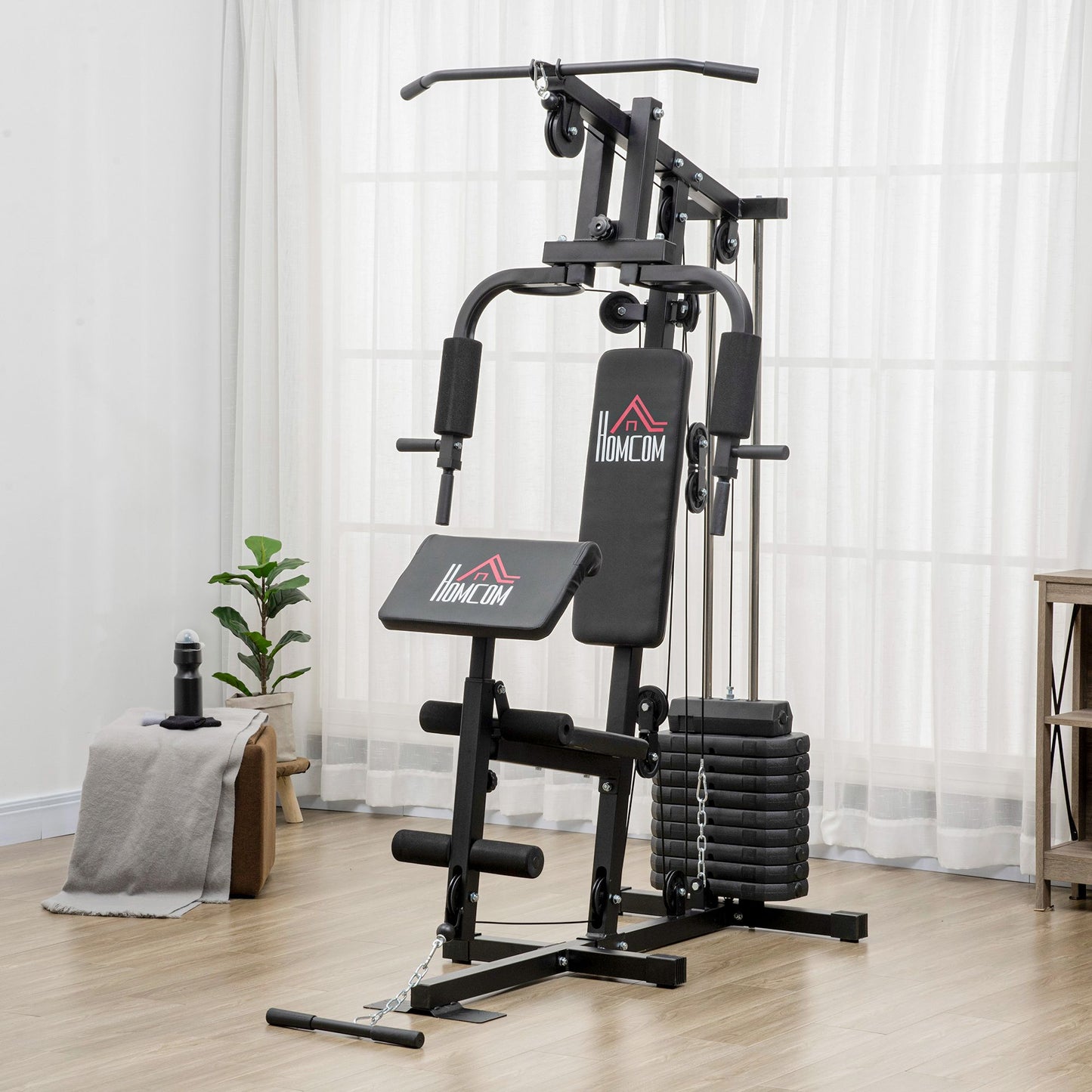 Multi-Exercise Home Gym Station with 99lbs Weight Stack, for for Back, Chest, Arms, Full Body Workout Power Towers Black  at Gallery Canada