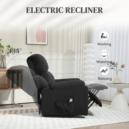 Lift Chair for Seniors, Microfibre Upholstered Power Recliner Chair with Remote, Quick Assembly, Black Sofas & Reclining Chairs at Gallery Canada