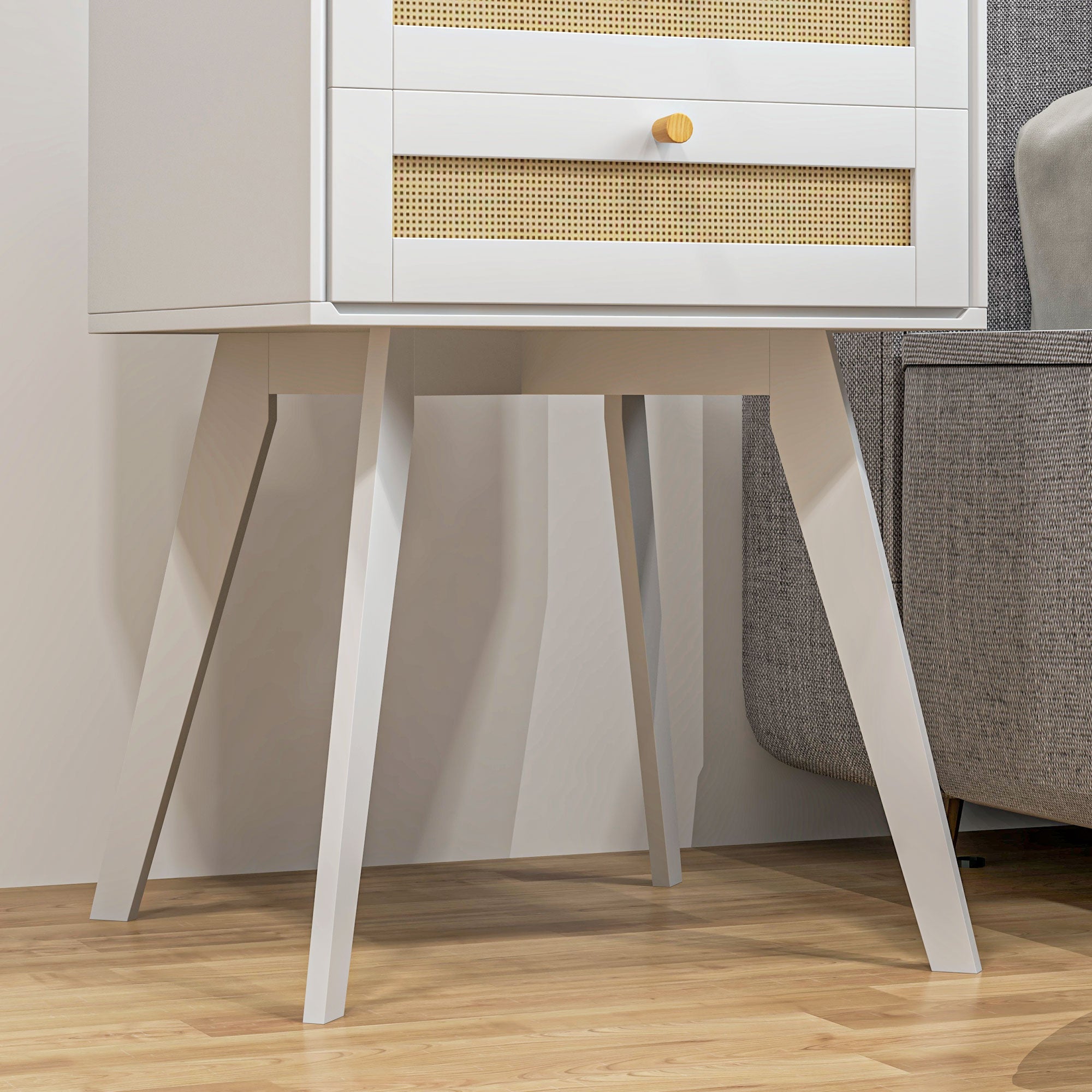 Boho Night Stands Set of 2, Bedside Tables with 2 Rattan Drawers, Square End Tables for Bedroom, Living Room Bedside Tables at Gallery Canada