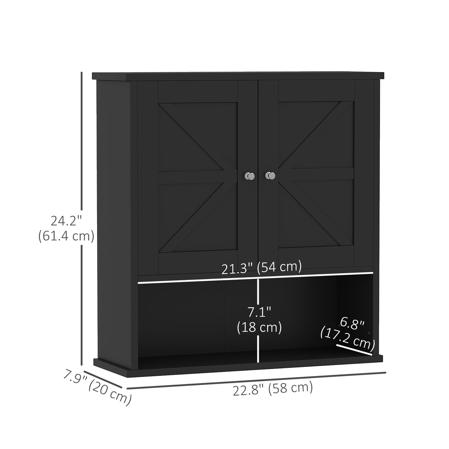 Farmhouse Bathroom Medicine Cabinet, Wall Cabinet with Barn Doors, and Adjustable Shelf for Laundry Room, Black Bathroom Cabinets at Gallery Canada