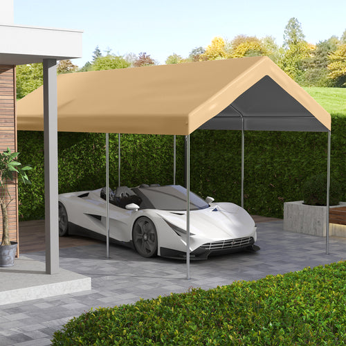 10 x 20ft Carport Replacement Canopy, UV Resistant Garage Car Cover with Ball Bungee Cords, Beige