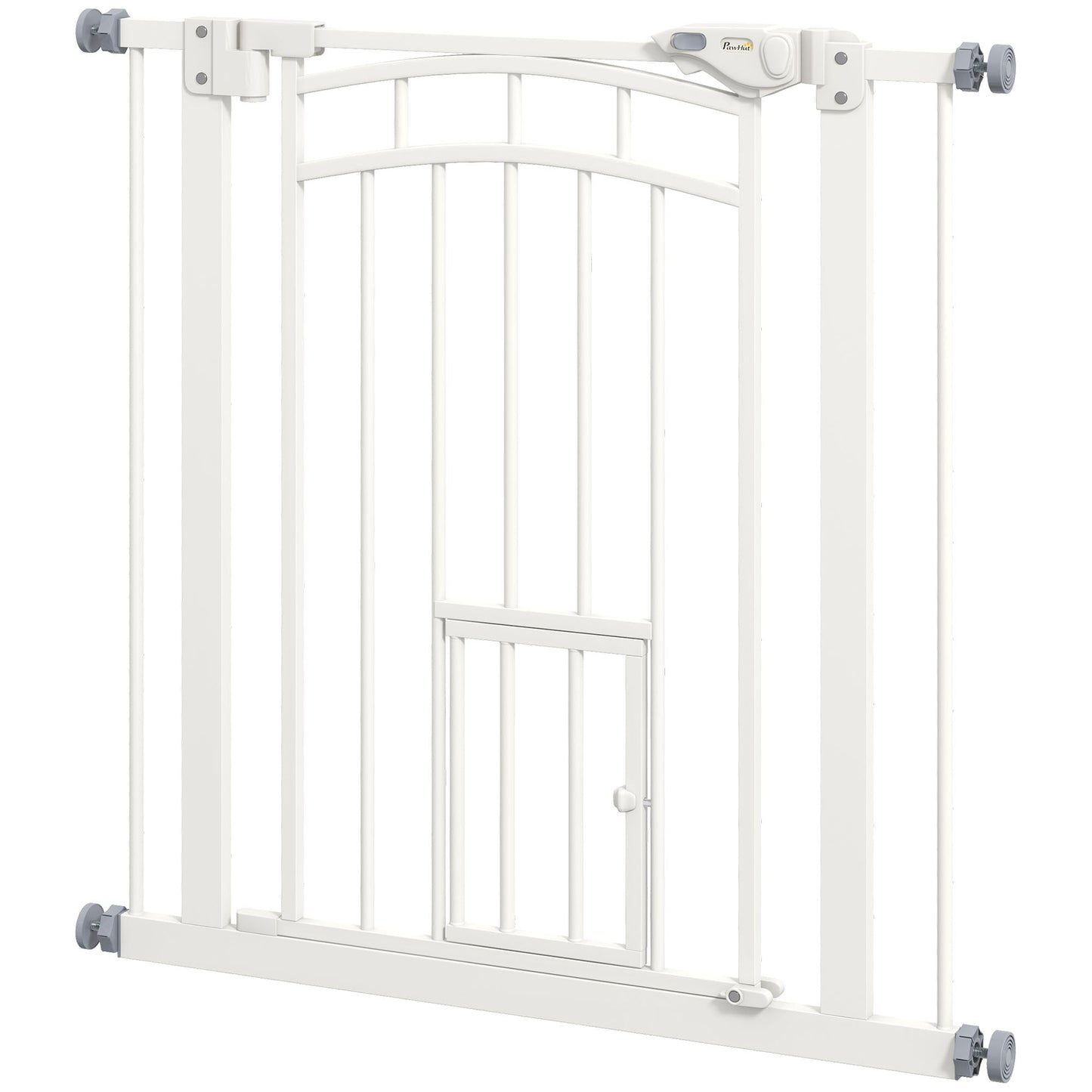 Auto-Close Pet Gate, Stair Gate with Cat Door, Double Locking for Doorways Hallways Stairs, Fits 29"-31.5" Wide, White Houses, Kennels & Pens White  at Gallery Canada