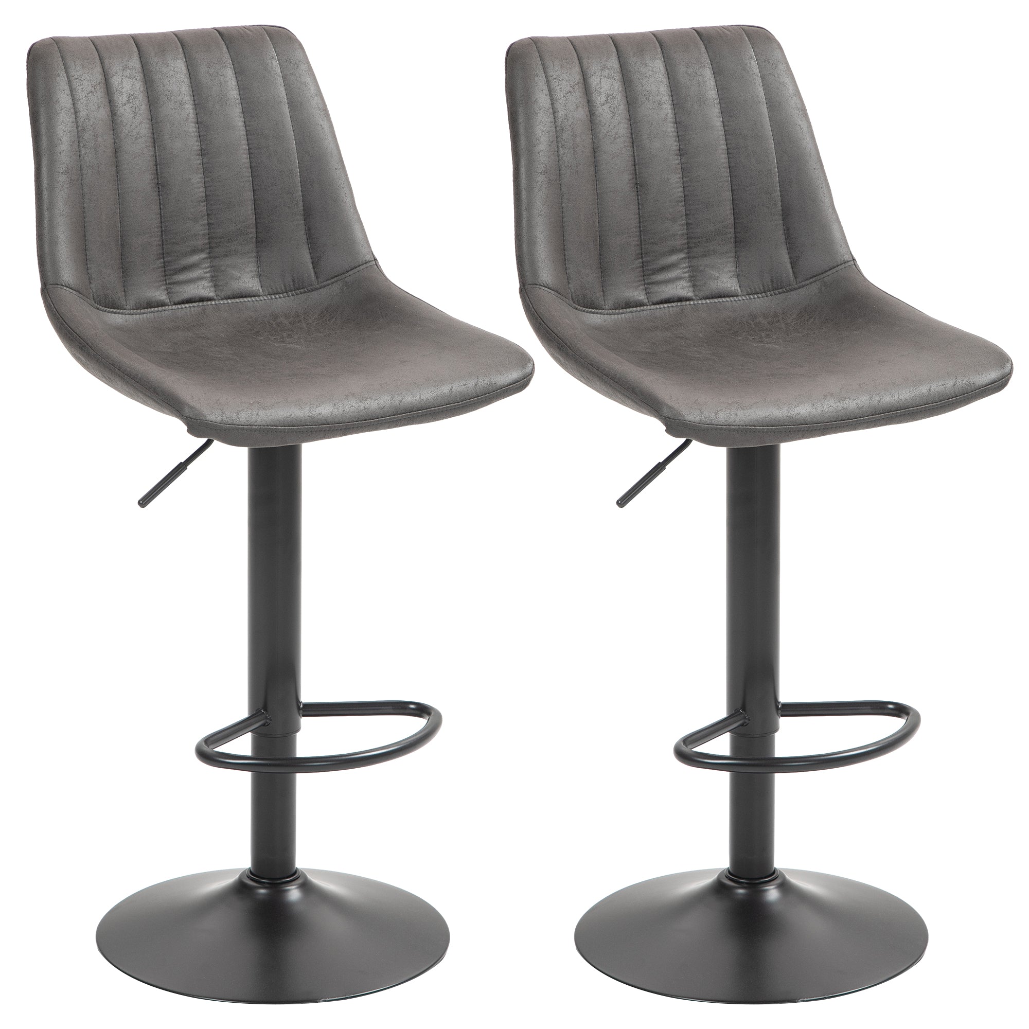 Counter Height Bar Stools Set of 2, Adjustable Height Bar Chairs with Swivel Seat, Leathaire Upholstery Bar Stools   at Gallery Canada