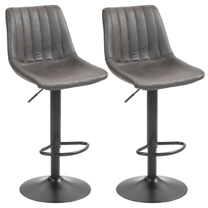 Counter Height Bar Stools Set of 2, Adjustable Height Bar Chairs with Swivel Seat, Leathaire Upholstery Bar Stools   at Gallery Canada