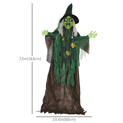 Life-Size 6ft Animated Witch Halloween Decoration with Sound and Motion, Multi Colour Halloween Decorations   at Gallery Canada