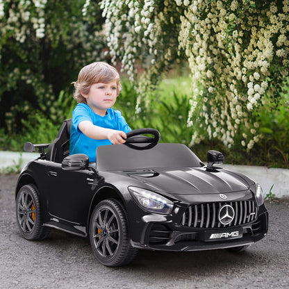 Mercedes-Benz AMG GTR Licensed 12V Battery Powered Kids Electric Car w/ Remote, Soft Start, Lights, Music Horn Black Electric Toy Cars   at Gallery Canada