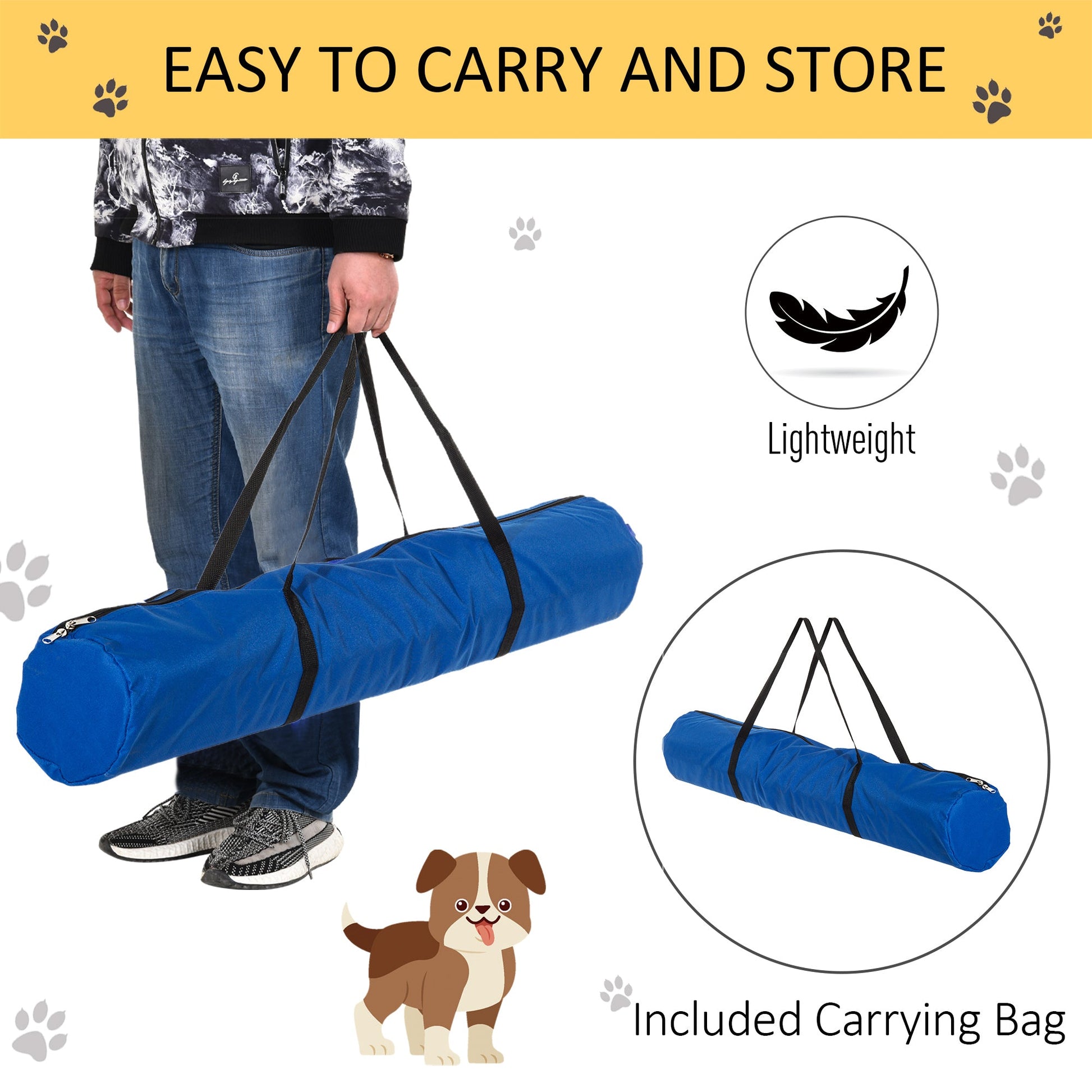 Set of 4 Dog Training Agility Gear Adjustable Jump Bar Pet Exercise Kit with Carrying Bag (Blue) Dog Agility Training Equipment   at Gallery Canada