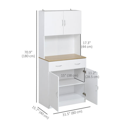 71" Freestanding Kitchen Pantry Cabinet with Adjustable Shelf, Countertop and Drawers, White Kitchen Pantry Cabinets   at Gallery Canada