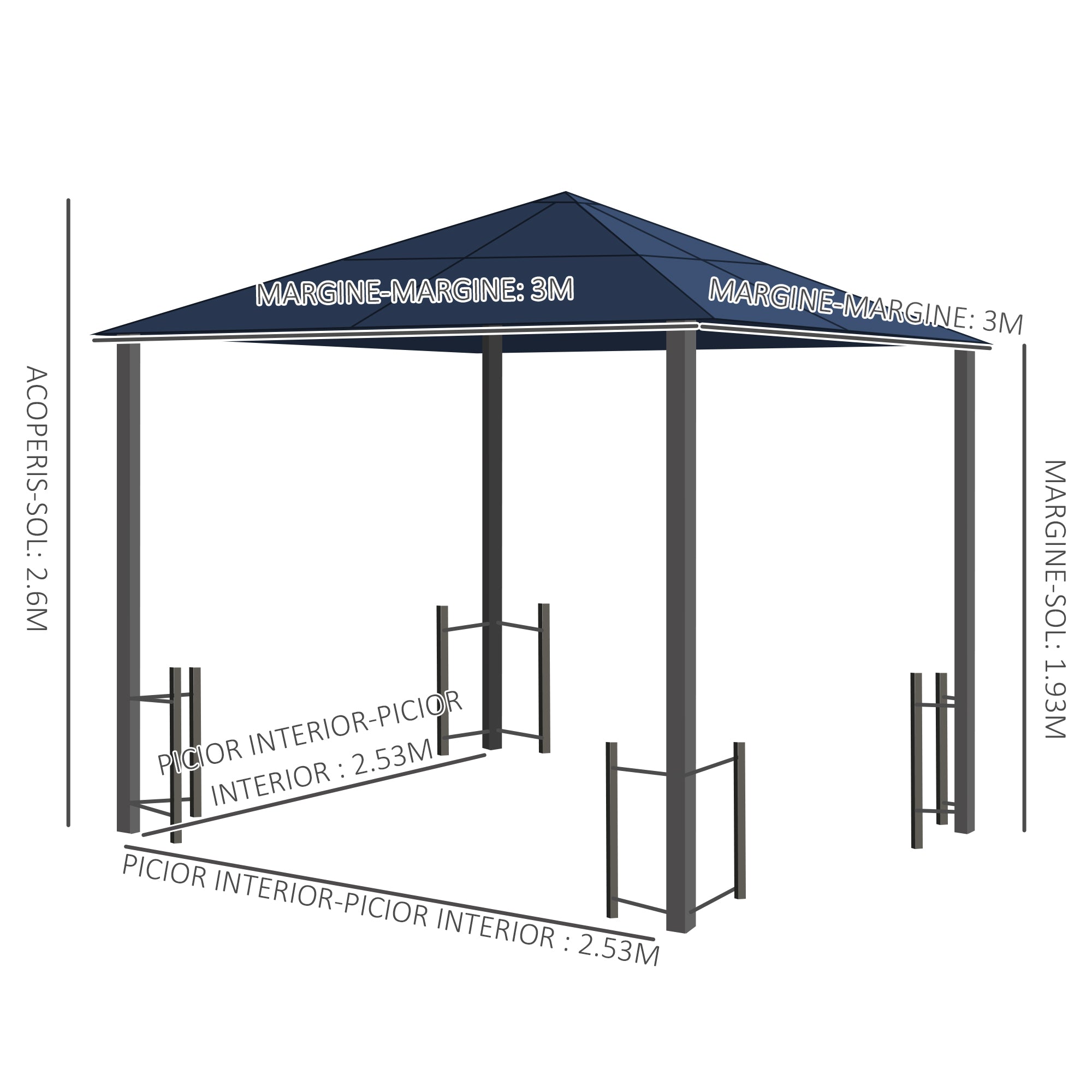 10' x 10' Hardtop Gazebo with PC Board Roof and Aluminum Frame, Patio Gazebo with Curtains and Netting for Party Wedding Marquee Tent, Black Gazebos at Gallery Canada