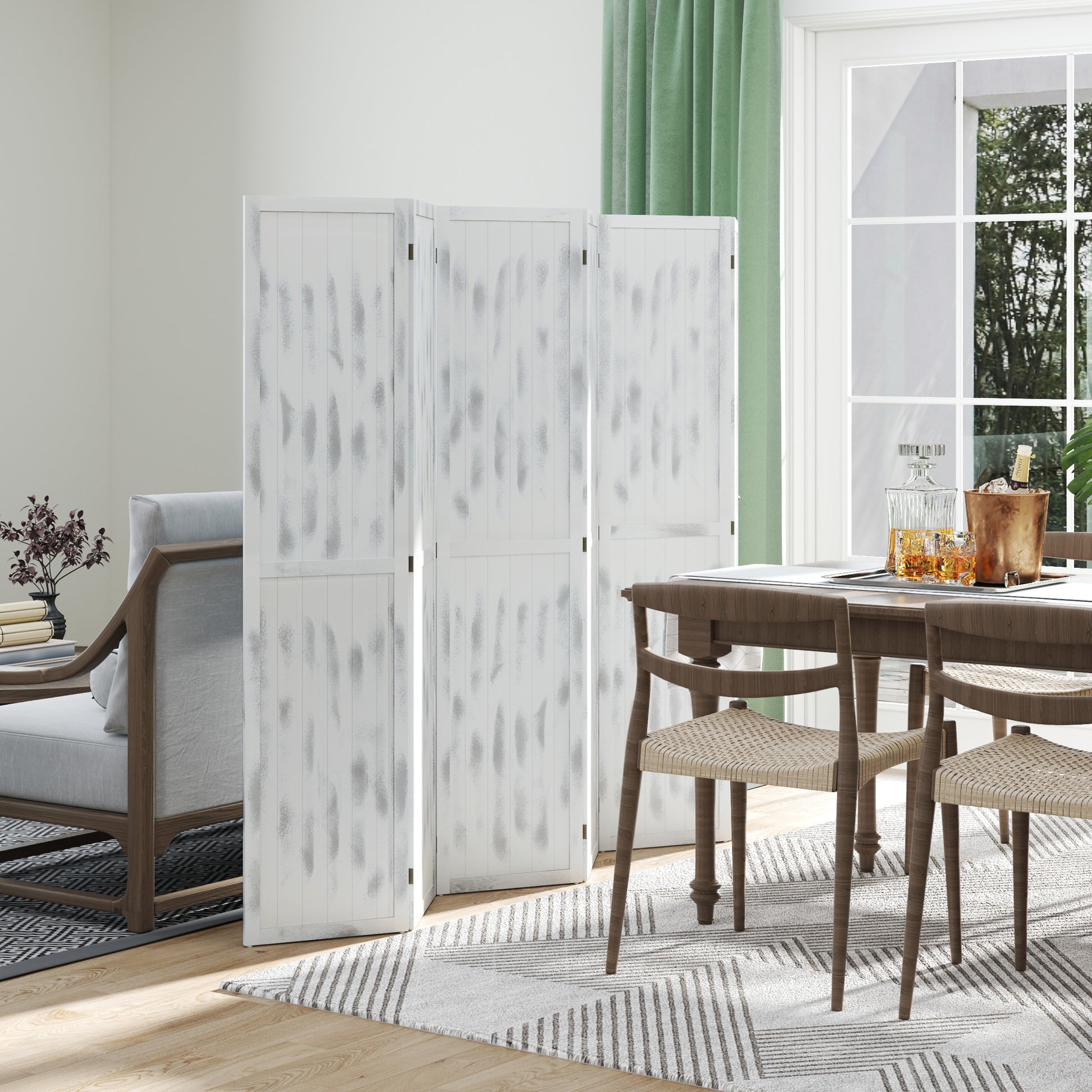 Screen Divider Room Divider Screen with Foldable Design for Indoor Bedroom Office 5.5' Rustic White Room Dividers White at Gallery Canada