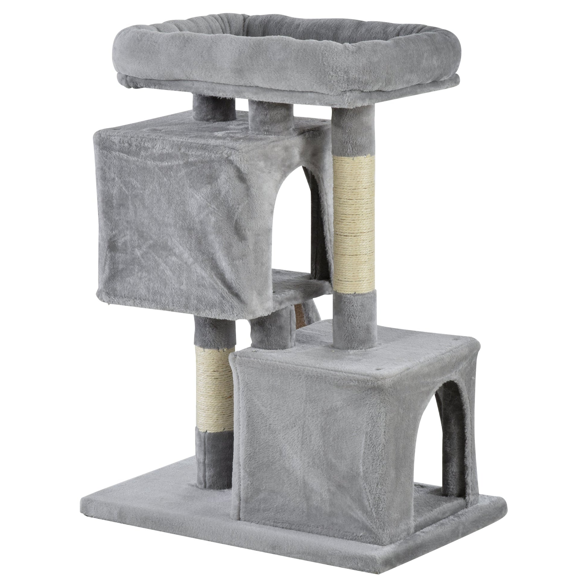 Plush Cat Tree Tower Activity Center with Sisal Scratching Post Scratching Board Perch Condo, Light Grey Cat Posts   at Gallery Canada