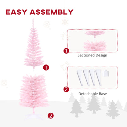 5FT Artificial Christmas Tree, Pencil Christmas Tree with Realistic Branches, Stable Stand, Pink Pencil Christmas Trees   at Gallery Canada