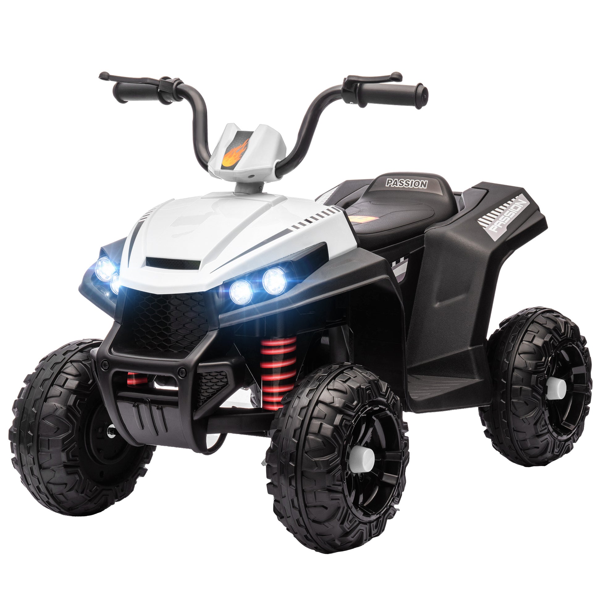 12V Kids ATV with Four Wheels Spring Suspension, Forward &; Backward, LED Light, MP3, Music, White Electric Ride On Toys   at Gallery Canada