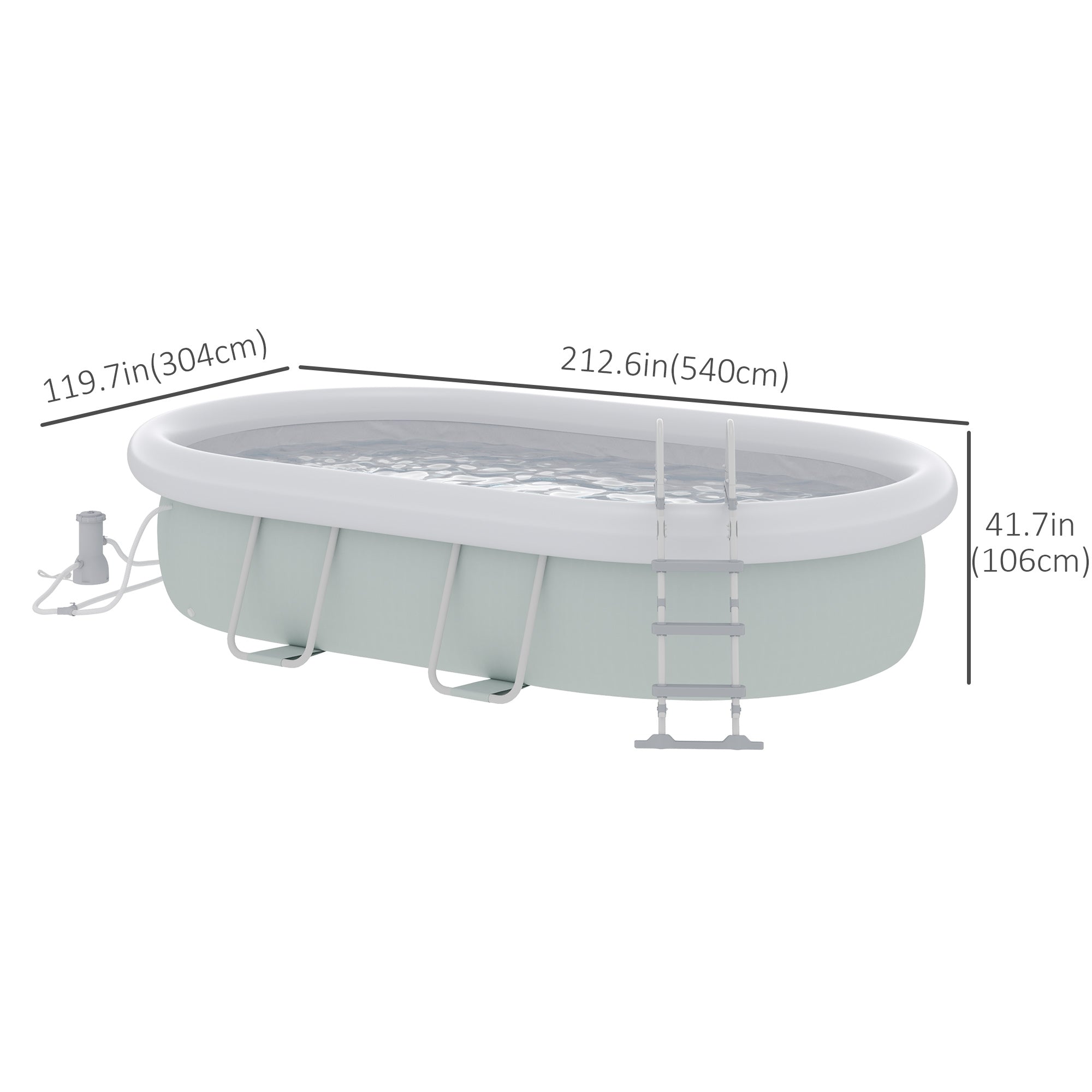18' x 10' x 3.5' Above Ground Swimming Pool, Non-Inflatable Rectangular Steel Frame Pool with Filter Pump, Safety Ladder for 1-8 People, Grey Outdoor Swimming Pools & Hot Tubs at Gallery Canada