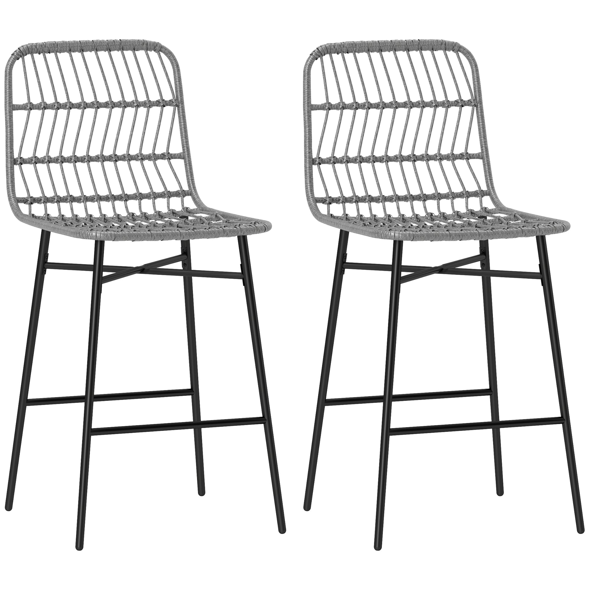 Rattan Counter Height Bar Stools Set of 2, 26