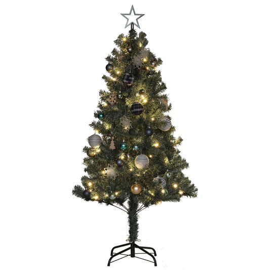 5ft Artificial Prelit Christmas Tree with 150 Warm White LED Lights, Pre Decorated Xmas Tree for Home Office Holiday Pre Lit Christmas Trees   at Gallery Canada