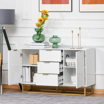 Contemporary 3-Drawer Sideboard Buffet Cabinet with Adjustable Shelves, White Bar Cabinets   at Gallery Canada