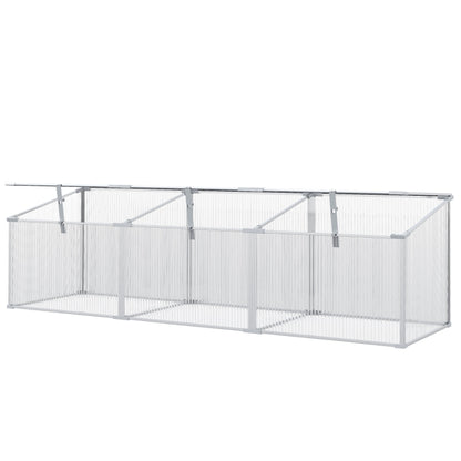 Aluminium Cold Frame Greenhouse Garden Portable Raised Planter with Openable Top, 71" x 21" x 20" Cold Frame Greenhouses   at Gallery Canada