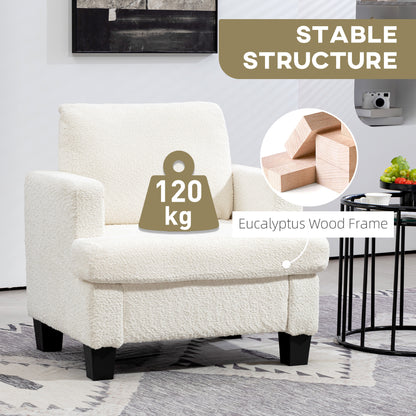 Modern Armchair, Upholstered Chenille Accent Chair with Wood Frame and Back Pillow for Living Room, Cream White Accent Chairs at Gallery Canada