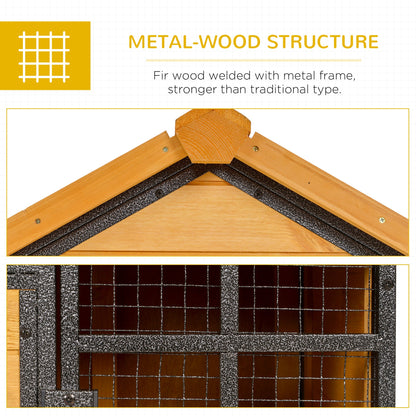 Elevated Wood-Metal Rabbit Hutch with Slide-out Tray & Lockable Door, Yellow Rabbit Hutch   at Gallery Canada