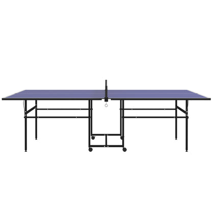 Full Size Table Tennis Table, Folding Ping Pong Table with Net, Paddles, Balls and Wheels, Blue Game Tables   at Gallery Canada