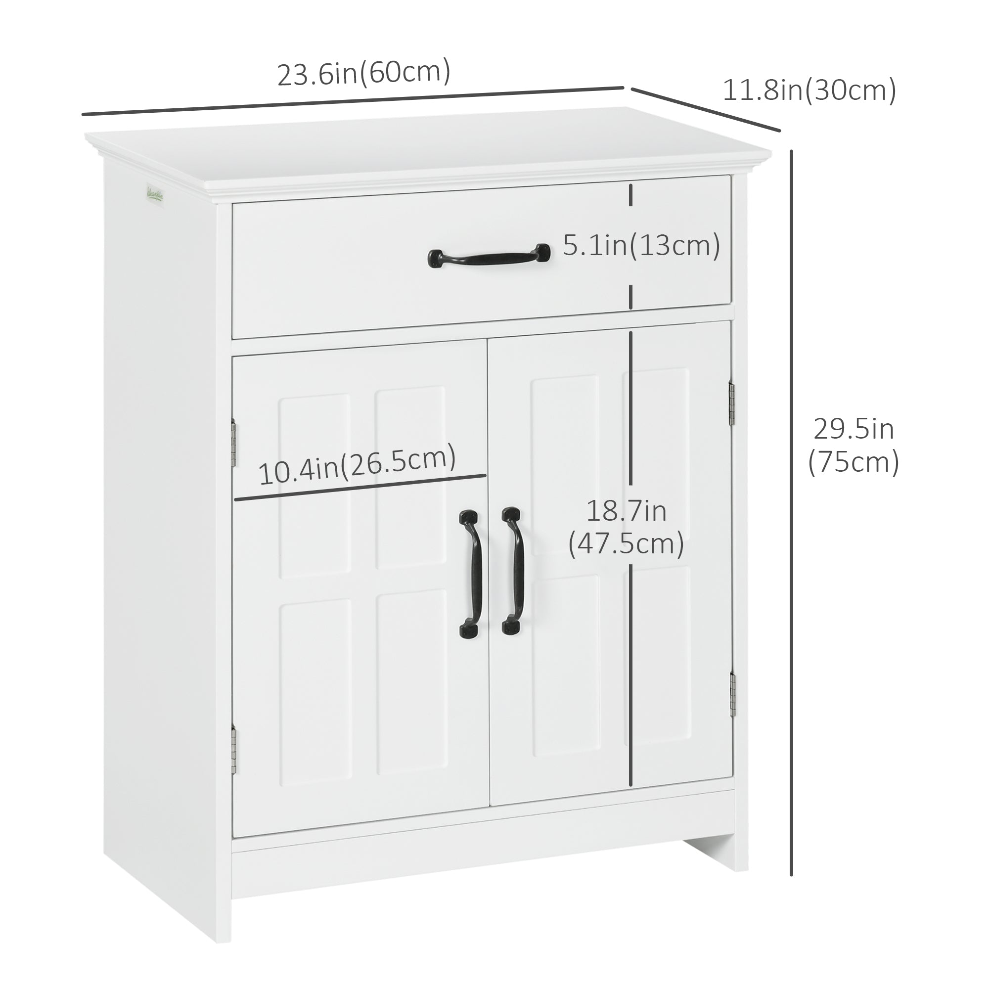 Bathroom Storage, Bathroom Cabinet with 2 Doors, Adjustable Shelves for Living Room Kitchen, 23.6