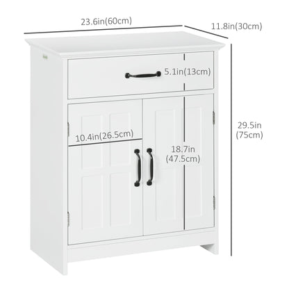 Bathroom Storage, Bathroom Cabinet with 2 Doors, Adjustable Shelves for Living Room Kitchen, 23.6"x11.8"x29.5", White - Gallery Canada