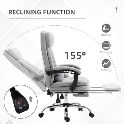 High Back Office Chair, Microfibre Computer Desk Chair with Lumbar Support Pillow, Foot Rest, Reclining Back, Arm, Grey Executive & Manager Chairs   at Gallery Canada