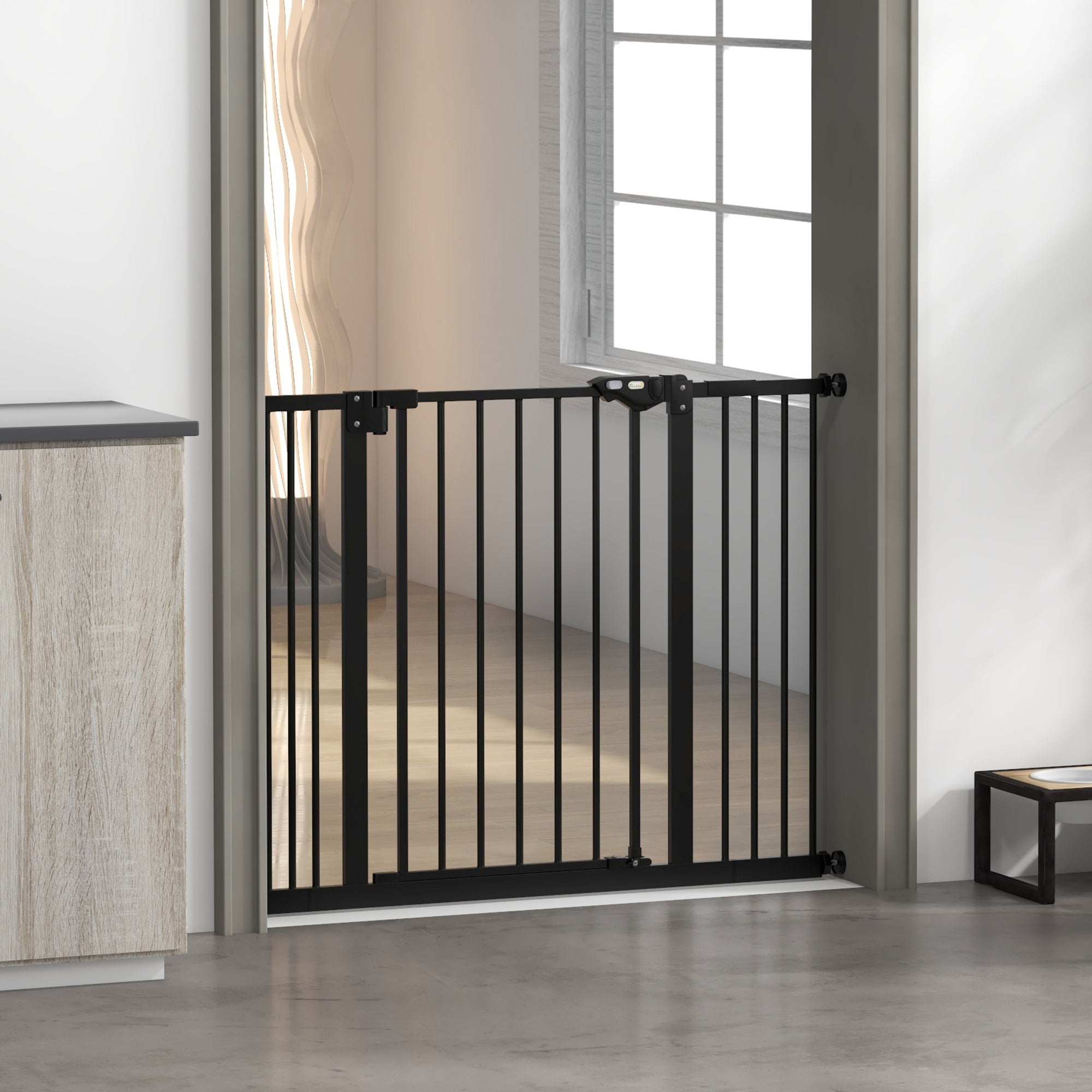 30 Inch Tall Pet Gate with Door Dog Gate and Barrier Indoor for Stairs Includes 2.8