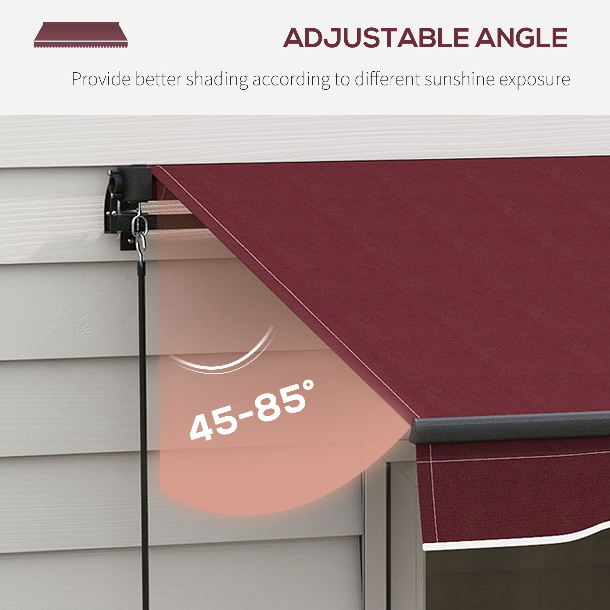 15' x 10' Retractable Awning, 280gsm UV Resistant Sunshade Shelter, for Deck, Balcony, Yard, Wine Red Window Awnings at Gallery Canada