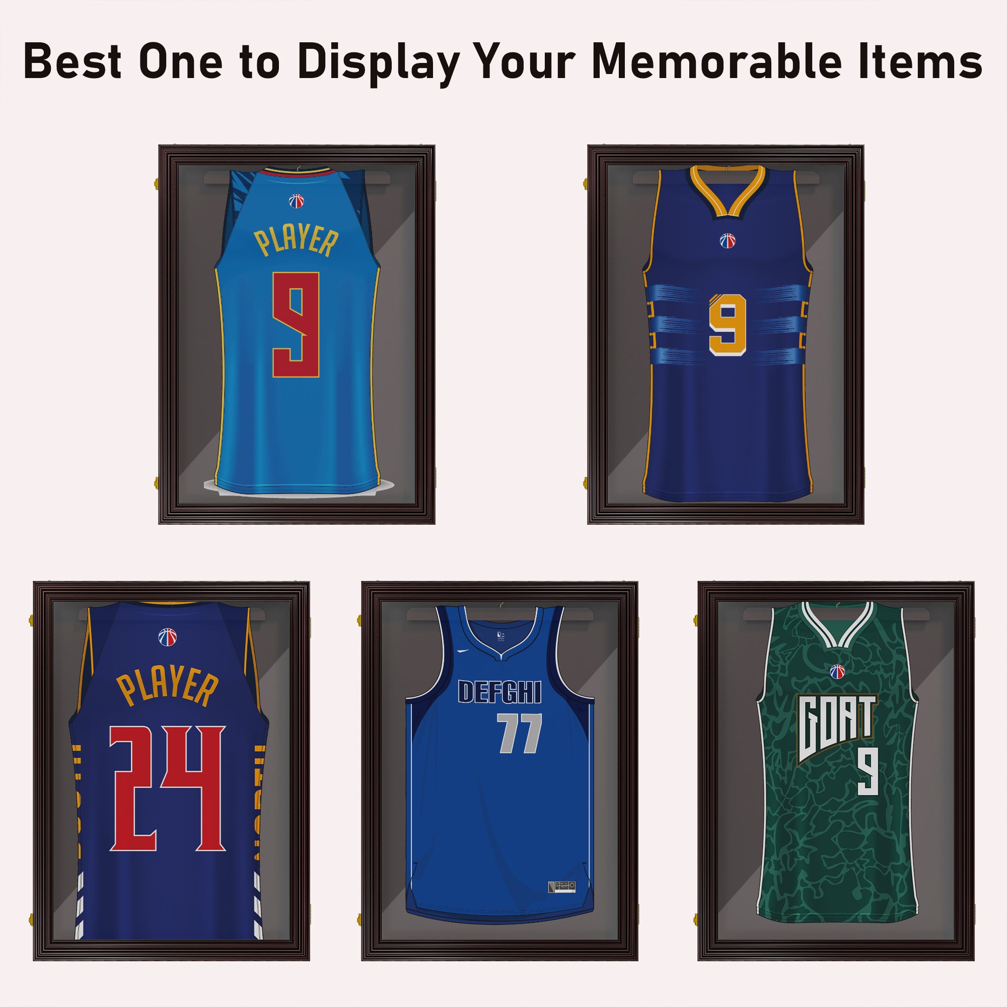 Set of 3 Jersey Display Frame Case, Acrylic Sports Shirt Shadow Box for Basketball Football Baseball, 23.5