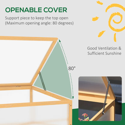 Portable Wooden Cold Frame Greenhouse Planter with Openable Top, Light Brown Cold Frame Greenhouses   at Gallery Canada