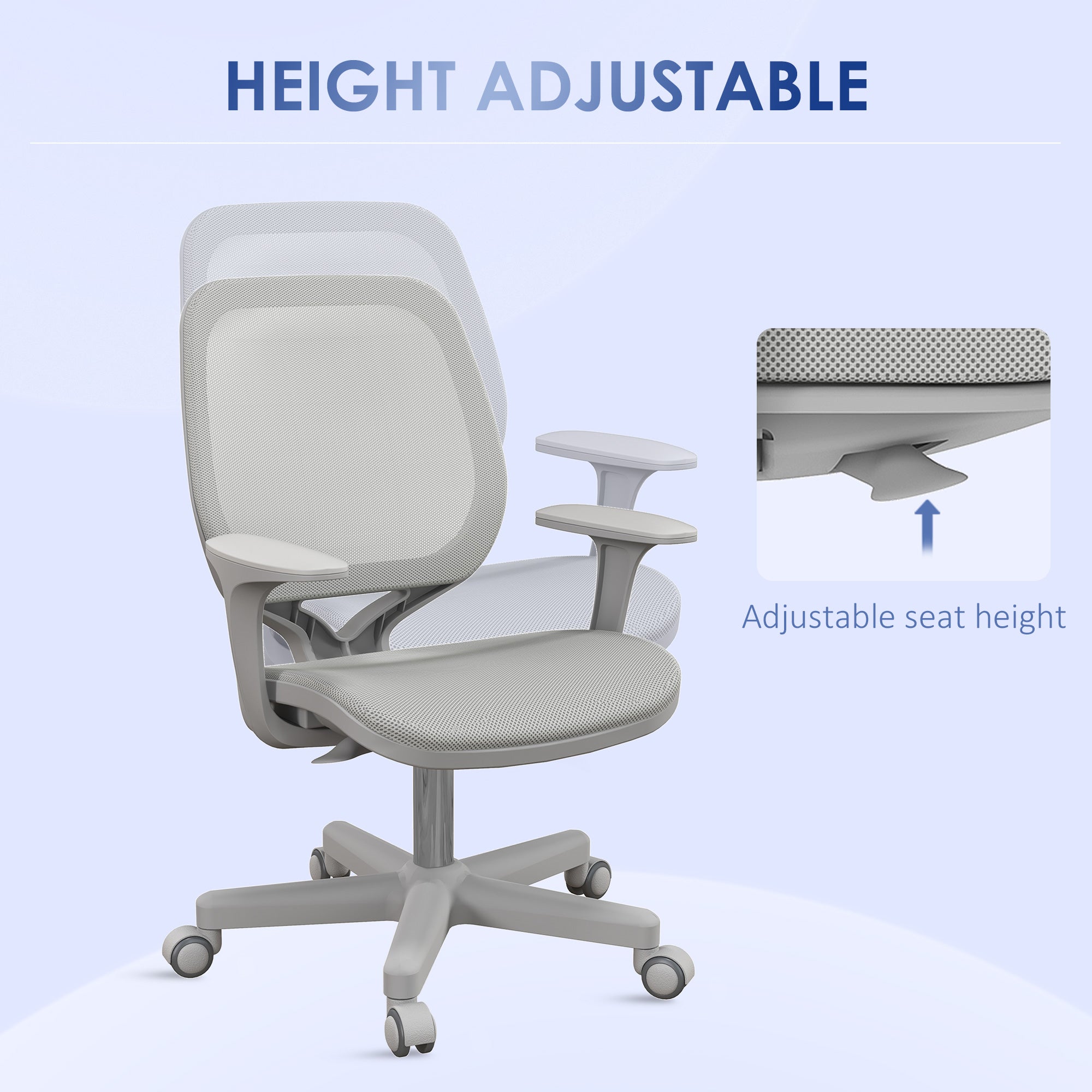 Office Chair, Small Computer Desk Chair with Mesh Back, Swivel Security Castors, Arm, Grey Office Chairs at Gallery Canada